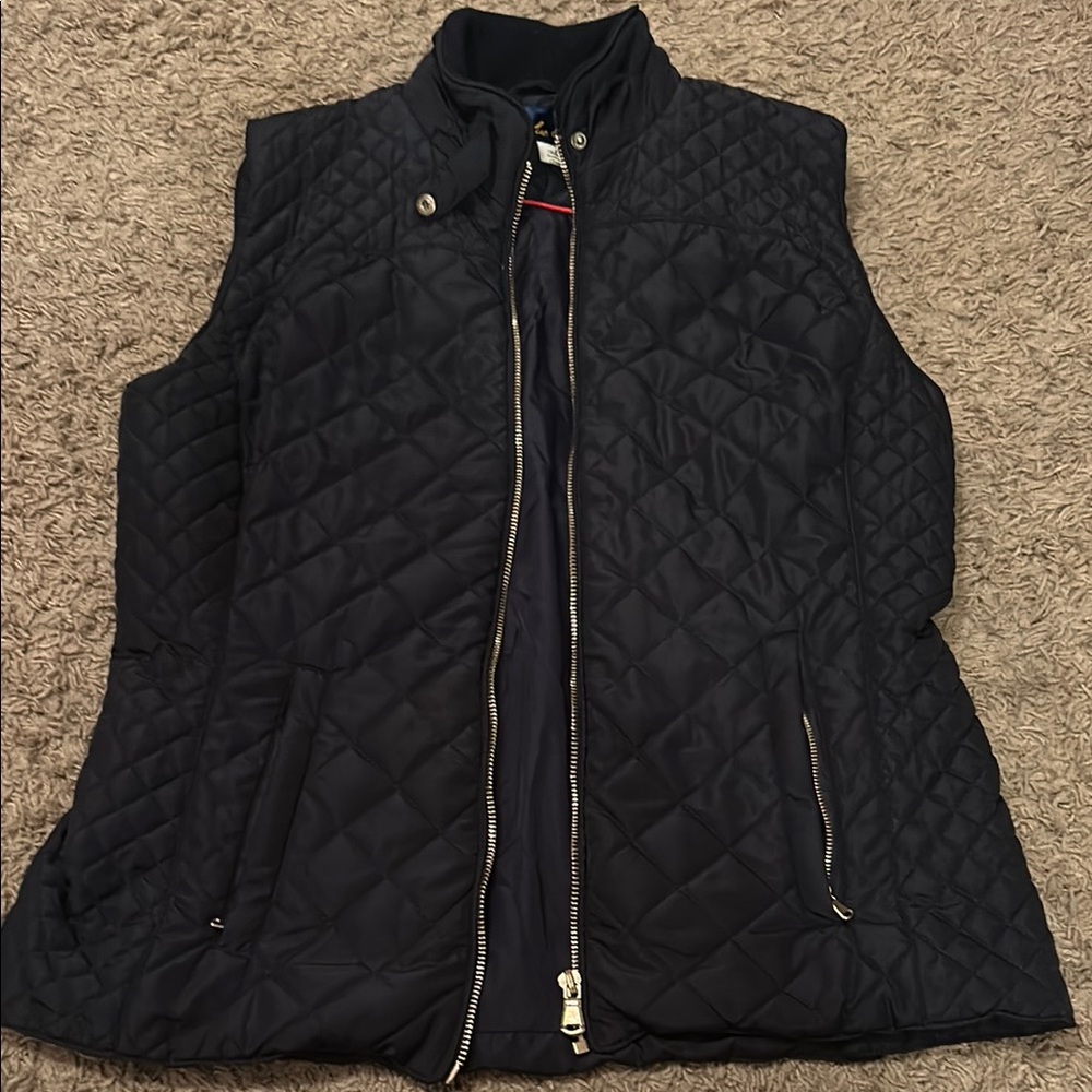 Blue Rain Quilted Blue Vest with High Collar